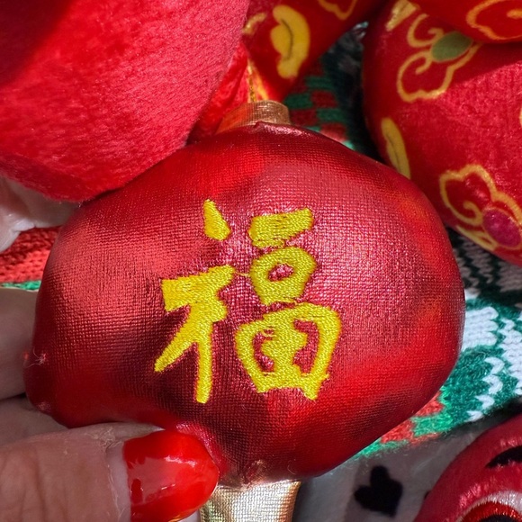 Chinese Lunar New Year Red Plush Snake with Chinese Hat, “Year of the Snake” - Picture 2 of 5